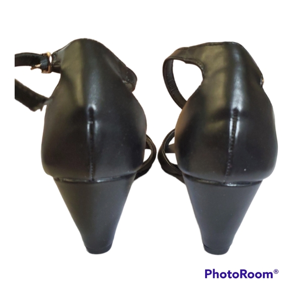LE CHATEAU Black Ankle Strap Wedges Sandals Shoes - Size 5 / 35 - Picture 3 of 4